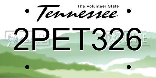 2PET326 Tennessee License Plate