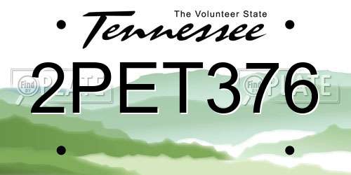 2PET376 Tennessee License Plate