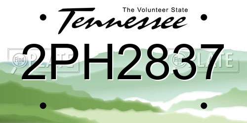 2PH2837 Tennessee License Plate
