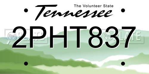 2PHT837 Tennessee License Plate