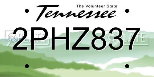 2PHZ837 Tennessee License Plate