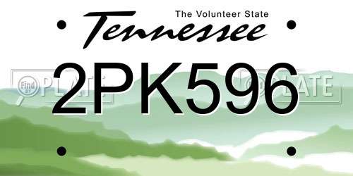 2PK596 Tennessee License Plate