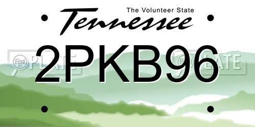 2PKB96 Tennessee License Plate