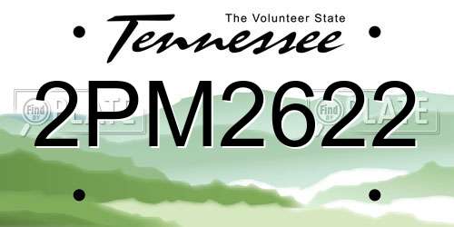 2PM2622 Tennessee License Plate