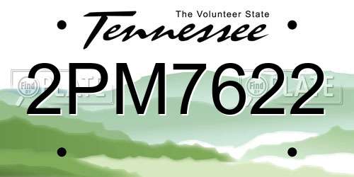 2PM7622 Tennessee License Plate