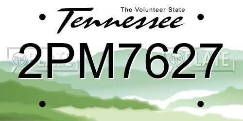 2PM7627 Tennessee License Plate