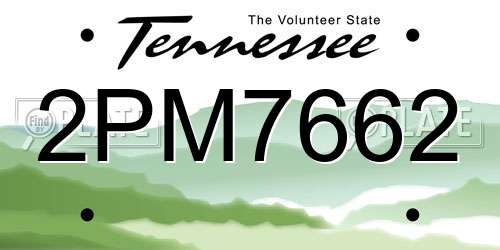 2PM7662 Tennessee License Plate