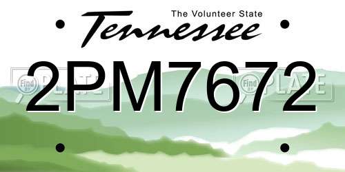 2PM7672 Tennessee License Plate