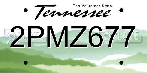 2PMZ677 Tennessee License Plate