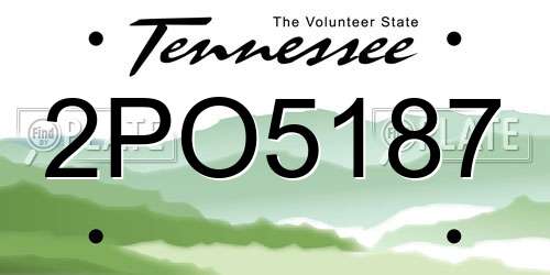 2PO5187 Tennessee License Plate