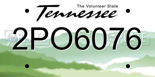 2PO6076 Tennessee License Plate