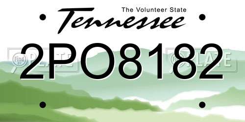 2PO8182 Tennessee License Plate