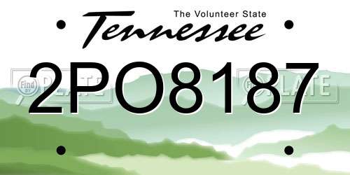 2PO8187 Tennessee License Plate