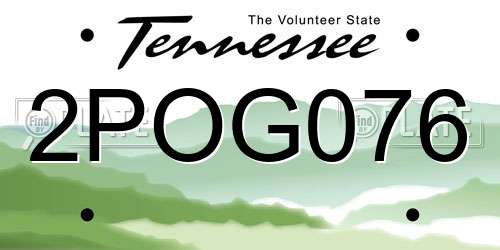 2POG076 Tennessee License Plate