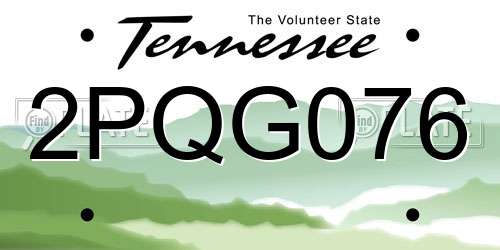 2PQG076 Tennessee License Plate