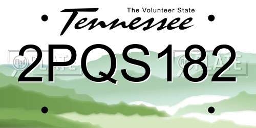 2PQS182 Tennessee License Plate