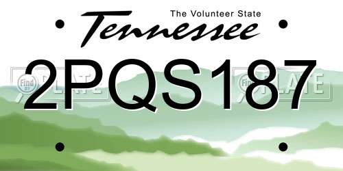 2PQS187 Tennessee License Plate