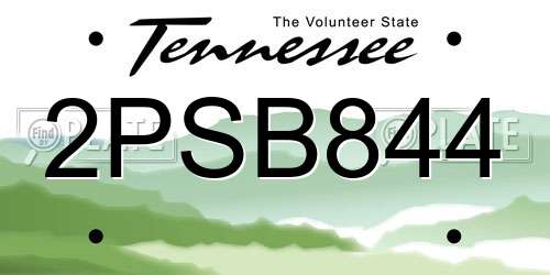 2PSB844 Tennessee License Plate