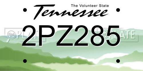 2PZ285 Tennessee License Plate