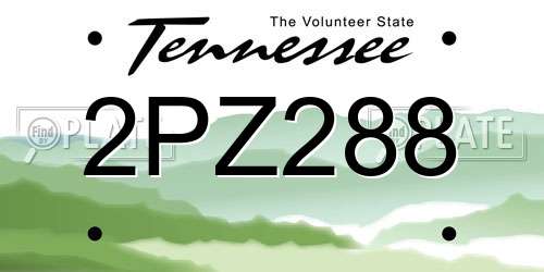 2PZ288 Tennessee License Plate