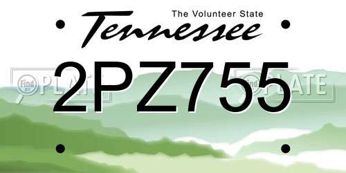 2PZ755 Tennessee License Plate