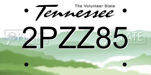 2PZZ85 Tennessee License Plate
