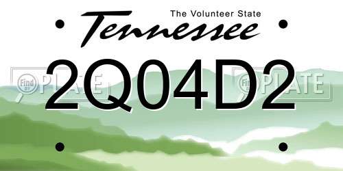 2Q04D2 Tennessee License Plate