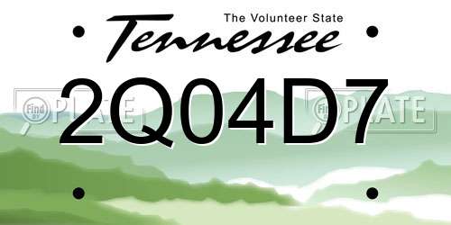 2Q04D7 Tennessee License Plate