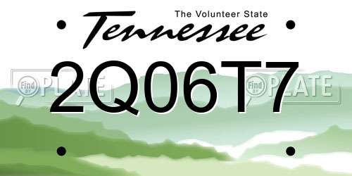 2Q06T7 Tennessee License Plate