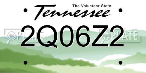 2Q06Z2 Tennessee License Plate
