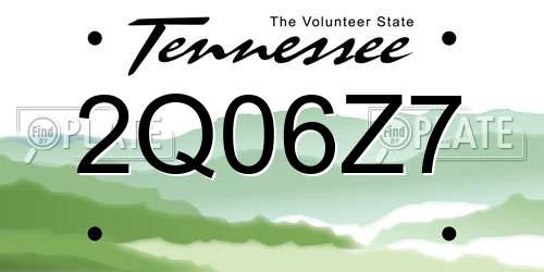 2Q06Z7 Tennessee License Plate