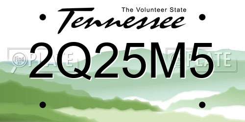 2Q25M5 Tennessee License Plate