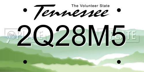 2Q28M5 Tennessee License Plate