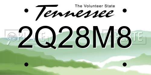 2Q28M8 Tennessee License Plate