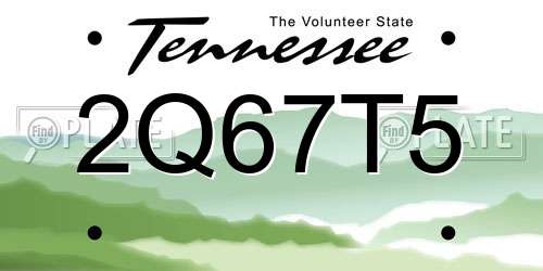 2Q67T5 Tennessee License Plate