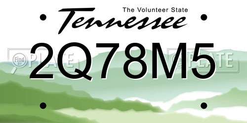 2Q78M5 Tennessee License Plate