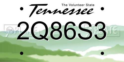 2Q86S3 Tennessee License Plate