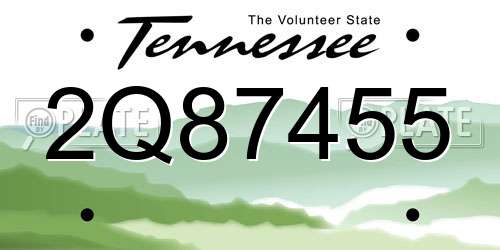 2Q87455 Tennessee License Plate