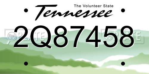 2Q87458 Tennessee License Plate