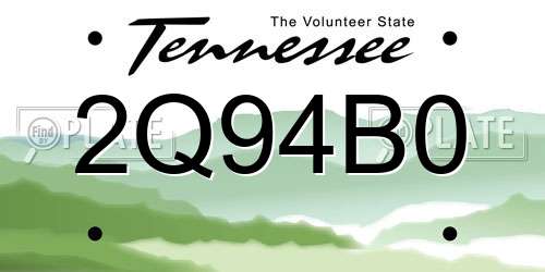 2Q94B0 Tennessee License Plate