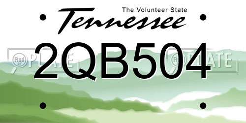 2QB504 Tennessee License Plate