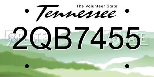 2QB7455 Tennessee License Plate