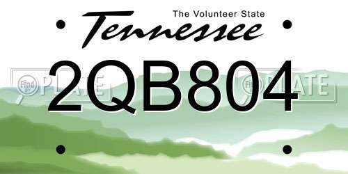 2QB804 Tennessee License Plate