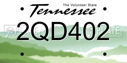 2QD402 Tennessee License Plate