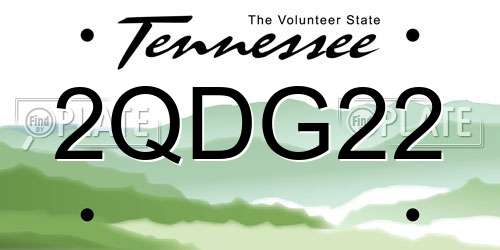 2QDG22 Tennessee License Plate