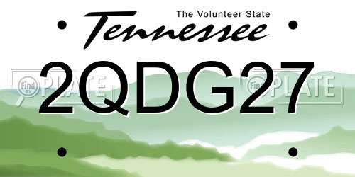 2QDG27 Tennessee License Plate