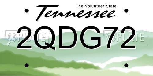 2QDG72 Tennessee License Plate