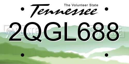 2QGL688 Tennessee License Plate