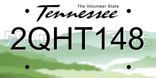 2QHT148 Tennessee License Plate