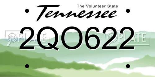 2QO622 Tennessee License Plate
